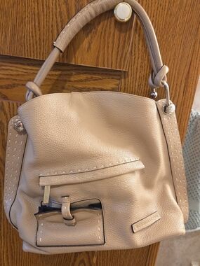 BCBGMaxAzria Nude Pebbled Leather Shoulder Bag